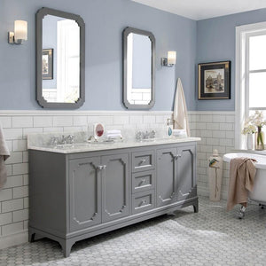 Water Creation Vanity Water Creation VQU072CWCG00 Queen 72 Inch Double Sink Carrara White Marble Vanity in Cashmere Grey