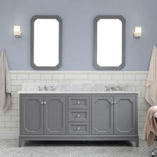 Load image into Gallery viewer, Water Creation Vanity Water Creation VQU072CWCG00 Queen 72 Inch Double Sink Carrara White Marble Vanity in Cashmere Grey