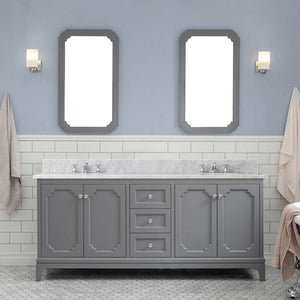 Water Creation Vanity Water Creation VQU072CWCG00 Queen 72 Inch Double Sink Carrara White Marble Vanity in Cashmere Grey