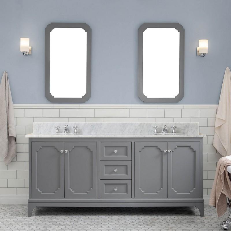 Water Creation Vanity Water Creation VQU072CWCG00 Queen 72 Inch Double Sink Carrara White Marble Vanity in Cashmere Grey