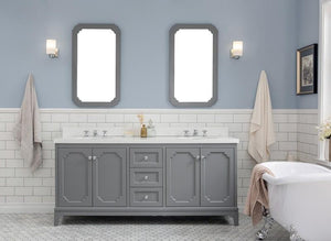 Water Creation Vanity Water Creation VQU072QCCG00 Queen 72 Inch Double Sink Quartz Carrara Vanity In Cashmere Grey