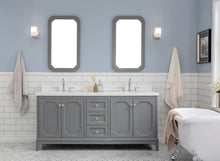 Load image into Gallery viewer, Water Creation Vanity Water Creation VQU072QCCG04 Queen 72 Inch Double Sink Quartz Carrara Vanity In Cashmere Grey With Matching Mirror