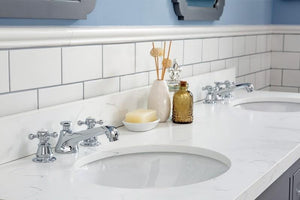 Water Creation Vanity Water Creation VQU072QCCG04 Queen 72 Inch Double Sink Quartz Carrara Vanity In Cashmere Grey With Matching Mirror