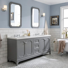 Load image into Gallery viewer, Water Creation Vanity Water Creation VQU072QCCG04 Queen 72 Inch Double Sink Quartz Carrara Vanity In Cashmere Grey With Matching Mirror