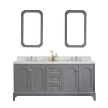 Load image into Gallery viewer, Water Creation Vanity Water Creation VQU072QCCG70 Queen 72 Inch Double Sink Quartz Carrara Vanity In Cashmere Grey with Matching Mirror and Lavatory Faucet