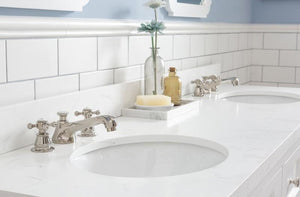 Water Creation Vanity Water Creation VQU072QCPW00 Queen 72 Inch Double Sink Quartz Carrara Vanity In Pure White