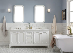 Water Creation Vanity Water Creation VQU072QCPW00 Queen 72 Inch Double Sink Quartz Carrara Vanity In Pure White