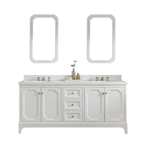 Water Creation Vanity Water Creation VQU072QCPW00 Queen 72 Inch Double Sink Quartz Carrara Vanity In Pure White