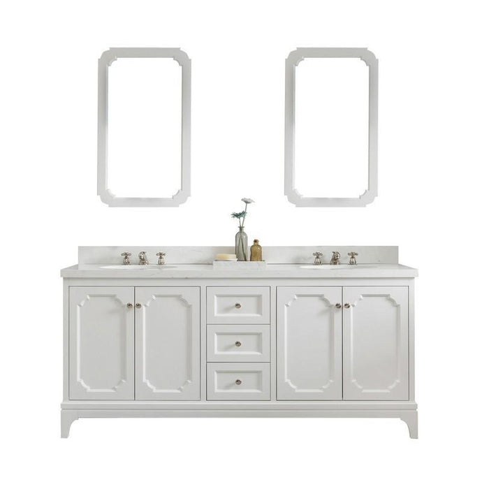Water Creation Vanity Water Creation VQU072QCPW00 Queen 72 Inch Double Sink Quartz Carrara Vanity In Pure White
