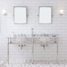 Load image into Gallery viewer, Water Creation Vanity Waterfall Cross Lever Water Creation Embassy 72 Inch Wide Double Wash Stand, P-Trap, Countertop with Basin, Faucet, Nickel Hardware Finish