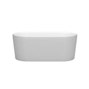 Wyndham Collection Bathtub Wyndham Collection WCBTE301159MWMBTRIM Ursula 59 Inch Freestanding Bathtub in Matte White with Matte Black Drain and Overflow Trim