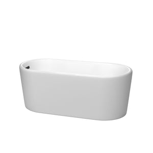 Wyndham Collection Bathtub Wyndham Collection WCBTE301159MWMBTRIM Ursula 59 Inch Freestanding Bathtub in Matte White with Matte Black Drain and Overflow Trim