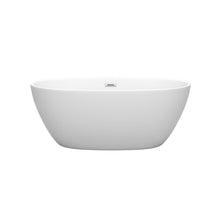 Load image into Gallery viewer, Wyndham Collection Bathtub Wyndham Collection WCBTE306159MW Juno 59 Inch Freestanding Bathtub in Matte White with Polished Chrome Drain and Overflow Trim