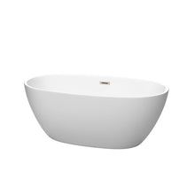 Load image into Gallery viewer, Wyndham Collection Bathtub Wyndham Collection WCBTE306159MWBNTRIM Juno 59 Inch Freestanding Bathtub in Matte White with Brushed Nickel Drain and Overflow Trim