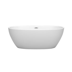 Wyndham Collection Bathtub Wyndham Collection WCBTE306163MW Juno 63 Inch Freestanding Bathtub in Matte White with Polished Chrome Drain and Overflow Trim