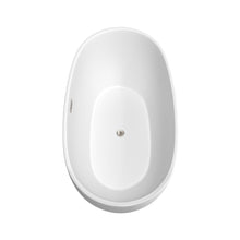 Load image into Gallery viewer, Wyndham Collection Bathtub Wyndham Collection WCBTE306163MWATP11BN Juno 63 Inch Freestanding Bathtub in Matte White with Floor Mounted Faucet, Drain and Overflow Trim in Brushed Nickel