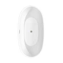 Load image into Gallery viewer, Wyndham Collection Bathtub Wyndham Collection WCBTE306163MWATP11BN Juno 63 Inch Freestanding Bathtub in Matte White with Floor Mounted Faucet, Drain and Overflow Trim in Brushed Nickel