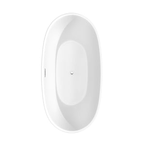 Wyndham Collection Bathtub Wyndham Collection WCBTE306163MWATP11PC Juno 63 Inch Freestanding Bathtub in Matte White with Floor Mounted Faucet, Drain and Overflow Trim in Polished Chrome