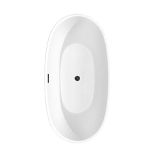 Load image into Gallery viewer, Wyndham Collection Bathtub Wyndham Collection WCBTE306163MWMBTRIM Juno 63 Inch Freestanding Bathtub in Matte White with Matte Black Drain and Overflow Trim