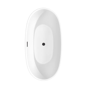 Wyndham Collection Bathtub Wyndham Collection WCBTE306163MWMBTRIM Juno 63 Inch Freestanding Bathtub in Matte White with Matte Black Drain and Overflow Trim