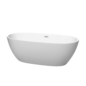 Wyndham Collection Bathtub Wyndham Collection WCBTE306167MW Juno 67 Inch Freestanding Bathtub in Matte White with Polished Chrome Drain and Overflow Trim