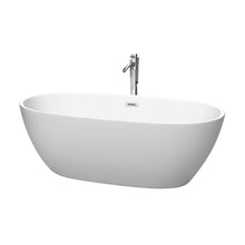 Load image into Gallery viewer, Wyndham Collection Bathtub Wyndham Collection WCBTE306167MWATP11PC Juno 67 Inch Freestanding Bathtub in Matte White with Floor Mounted Faucet, Drain and Overflow Trim in Polished Chrome