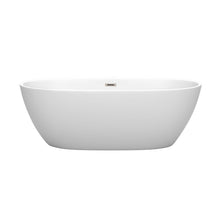 Load image into Gallery viewer, Wyndham Collection Bathtub Wyndham Collection WCBTE306167MWBNTRIM Juno 67 Inch Freestanding Bathtub in Matte White with Brushed Nickel Drain and Overflow Trim