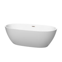 Load image into Gallery viewer, Wyndham Collection Bathtub Wyndham Collection WCBTE306167MWBNTRIM Juno 67 Inch Freestanding Bathtub in Matte White with Brushed Nickel Drain and Overflow Trim