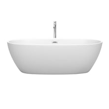 Load image into Gallery viewer, Wyndham Collection Bathtub Wyndham Collection WCBTE306171MWATP11PC Juno 71 Inch Freestanding Bathtub in Matte White with Floor Mounted Faucet, Drain and Overflow Trim in Polished Chrome