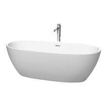 Load image into Gallery viewer, Wyndham Collection Bathtub Wyndham Collection WCBTE306171MWATP11PC Juno 71 Inch Freestanding Bathtub in Matte White with Floor Mounted Faucet, Drain and Overflow Trim in Polished Chrome