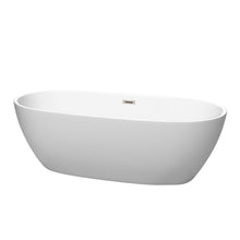 Load image into Gallery viewer, Wyndham Collection Bathtub Wyndham Collection WCBTE306171MWBNTRIM Juno 71 Inch Freestanding Bathtub in Matte White with Brushed Nickel Drain and Overflow Trim