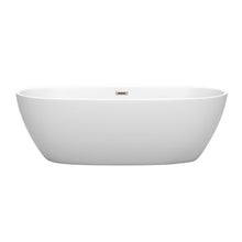 Load image into Gallery viewer, Wyndham Collection Bathtub Wyndham Collection WCBTE306171MWBNTRIM Juno 71 Inch Freestanding Bathtub in Matte White with Brushed Nickel Drain and Overflow Trim