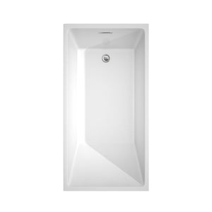 Wyndham Collection Bathtub Wyndham Collection WCBTK150159 Hannah 59 Inch Freestanding Bathtub in White with Polished Chrome Drain and Overflow Trim
