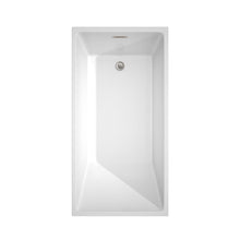 Load image into Gallery viewer, Wyndham Collection Bathtub Wyndham Collection WCBTK150159ATP11BN Hannah 59 Inch Freestanding Bathtub in White with Floor Mounted Faucet, Drain and Overflow Trim in Brushed Nickel