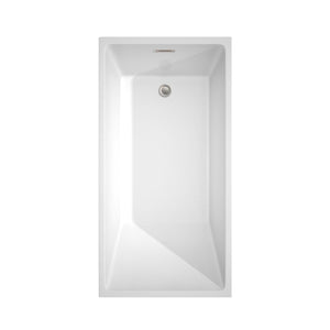 Wyndham Collection Bathtub Wyndham Collection WCBTK150159BNTRIM Hannah 59 Inch Freestanding Bathtub in White with Brushed Nickel Drain and Overflow Trim