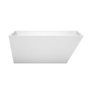 Wyndham Collection Bathtub Wyndham Collection WCBTK150159MBTRIM Hannah 59 Inch Freestanding Bathtub in White with Matte Black Drain and Overflow Trim