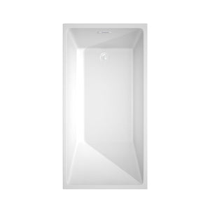 Wyndham Collection Bathtub Wyndham Collection WCBTK150159SWTRIM Hannah 59 Inch Freestanding Bathtub in White with Shiny White Drain and Overflow Trim