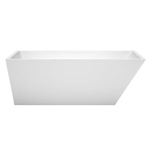 Wyndham Collection Bathtub Wyndham Collection WCBTK150167 Hannah 67 Inch Freestanding Bathtub in White with Polished Chrome Drain and Overflow Trim