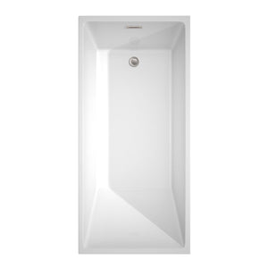 Wyndham Collection Bathtub Wyndham Collection WCBTK150167BNTRIM Hannah 67 Inch Freestanding Bathtub in White with Brushed Nickel Drain and Overflow Trim