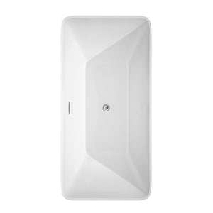 Wyndham Collection Bathtub Wyndham Collection WCBTK150459ATP11PC Tiffany 59 Inch Freestanding Bathtub in White with Floor Mounted Faucet, Drain and Overflow Trim in Polished Chrome