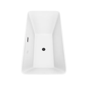 Wyndham Collection Bathtub Wyndham Collection WCBTK150459MBTRIM Tiffany 59 Inch Freestanding Bathtub in White with Matte Black Drain and Overflow Trim