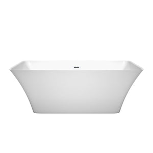 Wyndham Collection Bathtub Wyndham Collection WCBTK150459SWTRIM Tiffany 59 Inch Freestanding Bathtub in White with Shiny White Drain and Overflow Trim