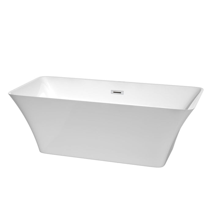 Wyndham Collection Bathtub Wyndham Collection WCBTK150467 Tiffany 67 Inch Freestanding Bathtub in White with Polished Chrome Drain and Overflow Trim