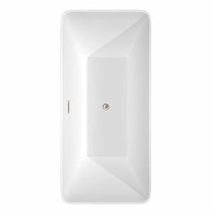 Wyndham Collection Bathtub Wyndham Collection WCBTK150467ATP11BN Tiffany 67 Inch Freestanding Bathtub in White with Floor Mounted Faucet, Drain and Overflow Trim in Brushed Nickel