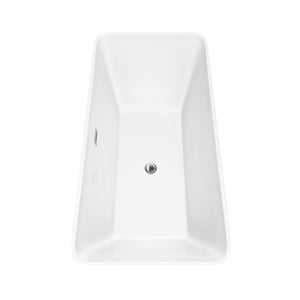 Wyndham Collection Bathtub Wyndham Collection WCBTK150467ATP11PC Tiffany 67 Inch Freestanding Bathtub in White with Floor Mounted Faucet, Drain and Overflow Trim in Polished Chrome