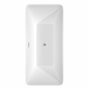 Wyndham Collection Bathtub Wyndham Collection WCBTK150467ATP11PC Tiffany 67 Inch Freestanding Bathtub in White with Floor Mounted Faucet, Drain and Overflow Trim in Polished Chrome