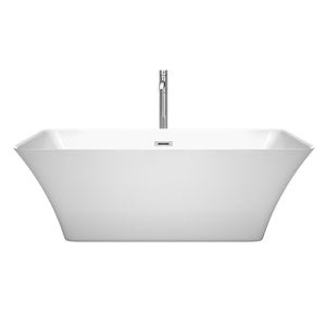 Wyndham Collection Bathtub Wyndham Collection WCBTK150467ATP11PC Tiffany 67 Inch Freestanding Bathtub in White with Floor Mounted Faucet, Drain and Overflow Trim in Polished Chrome