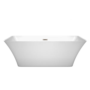 Wyndham Collection Bathtub Wyndham Collection WCBTK150467BNTRIM Tiffany 67 Inch Freestanding Bathtub in White with Brushed Nickel Drain and Overflow Trim