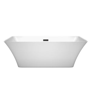 Wyndham Collection Bathtub Wyndham Collection WCBTK150467MBTRIM Tiffany 67 Inch Freestanding Bathtub in White with Matte Black Drain and Overflow Trim