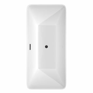 Wyndham Collection Bathtub Wyndham Collection WCBTK150467MBTRIM Tiffany 67 Inch Freestanding Bathtub in White with Matte Black Drain and Overflow Trim